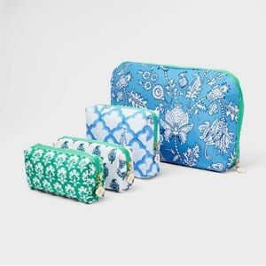 Roller Rabbit Blue and Green Patterned Bag Set